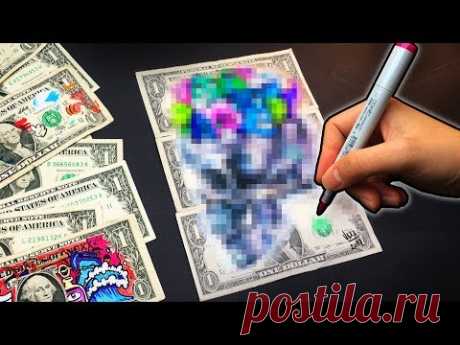 Making Art on Real Dollars ! (DOLLAR ART CHALLENGE)
