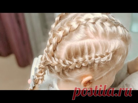 МОДНАЯ ПРИЧЕСКА ДЛЯ ДЕВОЧКИ 2019 / Четыре французские косы / плетение косичек для детей в садик - YouTube