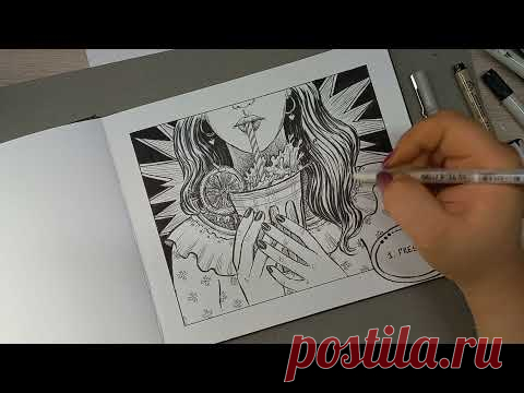 #1.Fresh /Инктобер/начинаю новый скетчбук