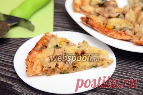 Пицца с курицей, укропом, вёшенками и кукурузой