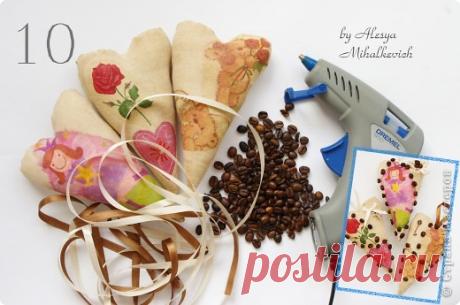 МАСТЕР-КЛАСС кофейные сердечки с декупажем... | Страна Мастеров