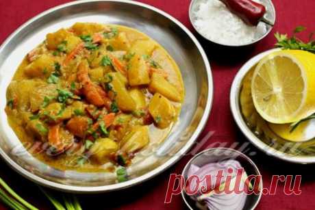 Картофель с овощами в кокосовом молоке - рецепт с фото