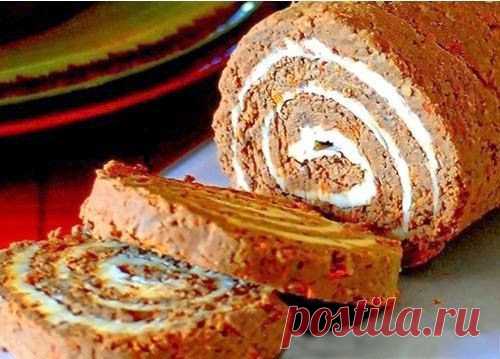 Домашние Рецепты как у мамы: Рулет из печени с луком, морковью и плавленым сыром