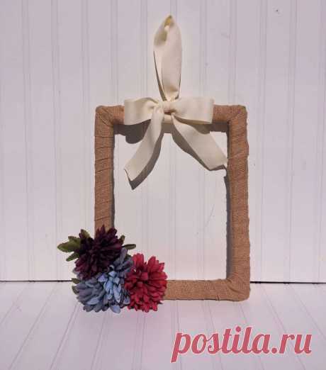 Fall Burlap Frame Wreath Thanks for checking out my listing!  This cute fall burlap wreath will look great on your front door all season long. The burlap frame measures 12.5 x 10. Three faux mums add a pop of color. The wreath is topped with a cream colored ribbon hanger. Check out my other wreaths and door hangers here: https://www.etsy.com/shop/OddsNEndsbyAly?ref=hdr_shop_menu§ion_id=17584534  ---------------------------------------------------------------------------  F...