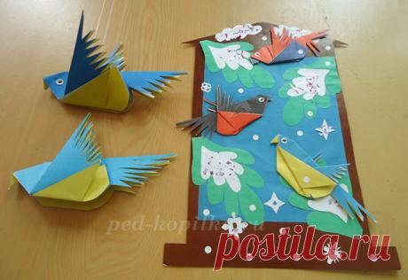 «Зимние поделки в 3-4 классе Аппликация по теме «Зима» для начальной школы. Инструкция оригами из птиц» — карточка пользователя tania.45 в Яндекс.Коллекциях