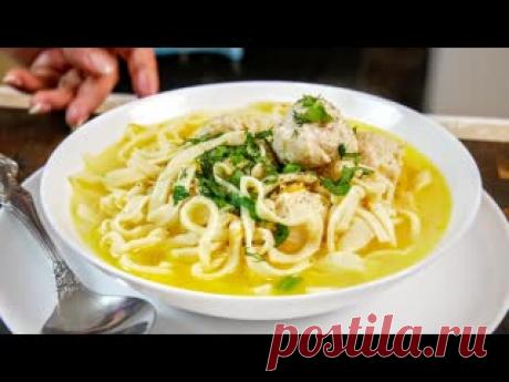 Домашняя ЛАПША на ЖЕЛТКАХ. Суп с фрикадельками и домашней лапшой, цыганка готовит. Рецепт:ТестоЖелтки - 10 шт.Мука - 250 гр.Вода - 1-2 ст. л. ( добавляем по необходимости)Соль - 1 ч. л.Фарш куриный - 400 гр. ( 2 грудки )Яйцо - 1 шт.Лук - 1 шт. ( 150 гр. )Морковь -1/2 шт.Соль - 1/2 ч.л.Перец чёрный - 1 щепоткаВода - 2 литраЛук - 1 шт.Морковь - 1/2 шт.Масло сливочное - 50...