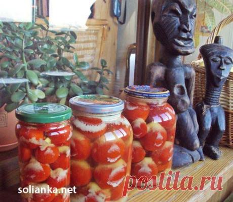 Маринованные помидоры с чесноком на зиму под снегом