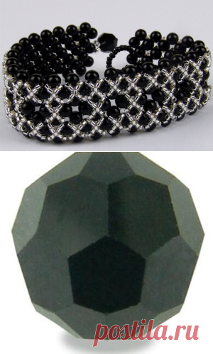 Браслет "Черный оникс". Схема. Плетение из бусин и бисера.