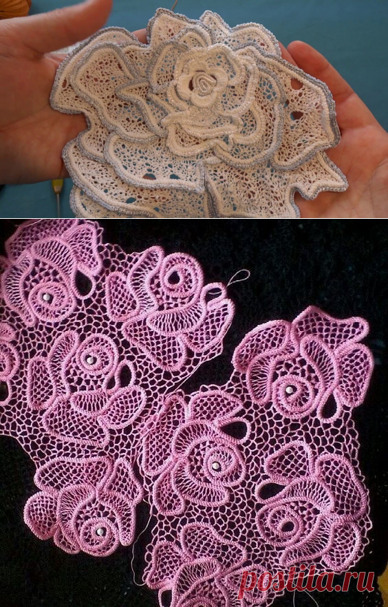 Красивая роза при помощи шнура гусенички - Crochet Modnoe Vyazanie
