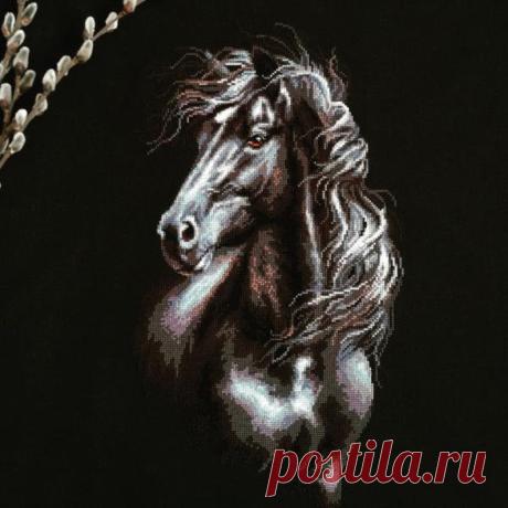 Riolis Cross Stitch Kit Running Horse Monochrome Design | Etsy