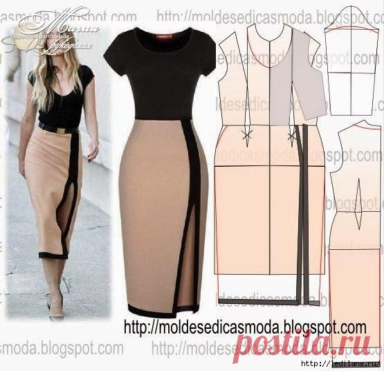 Выкройка двухцветного платья