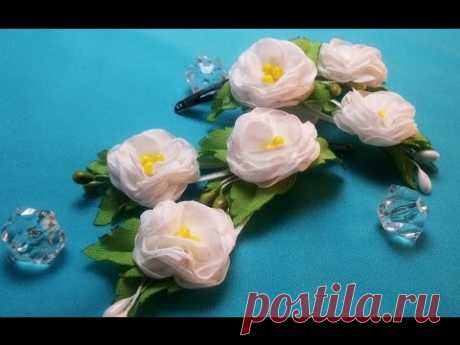 Fabric flowers:polyantha rose/Flores de tela:polyanthus rosa/Цветы из ткани: полиантовая роза.МК