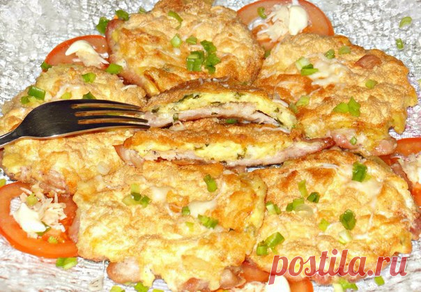 Куриное филе под сырно-яичной «шапкой» — нежное и сочное!
