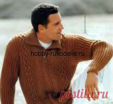 Хобби (рукоделие своими руками): вышивка, вязание » Архив блога » Пуловер с воротником поло для мужчины, вязание спицами