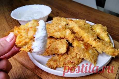 Куриные наггетсы как в kfc в домашних условиях (стрипсы в чипсах) – рецепт с фото