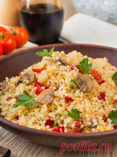 Рецепт кус-куса с грибами и сладким перцем на Вкусном Блоге