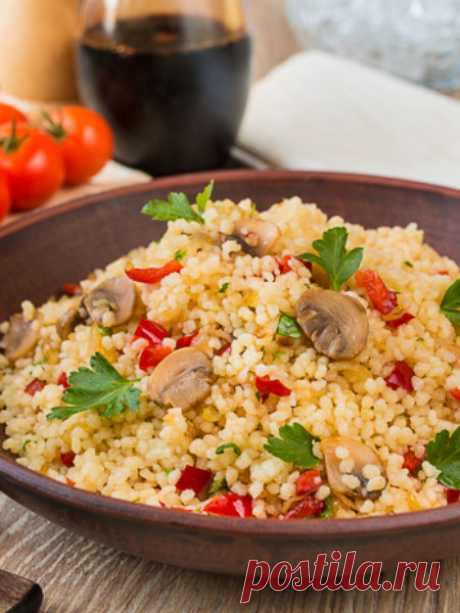 Рецепт кус-куса с грибами и сладким перцем на Вкусном Блоге
