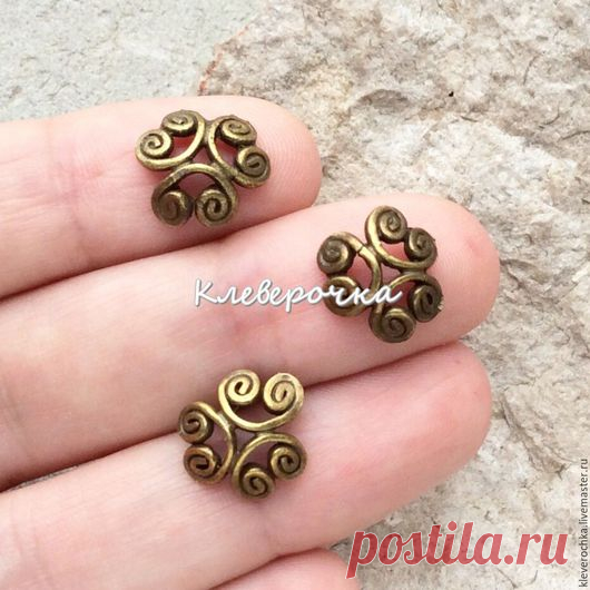 Купить _Шапочки 11,5 мм цвет бронза для бусин для украшений - металлическая фурнитура, металлофурнитура