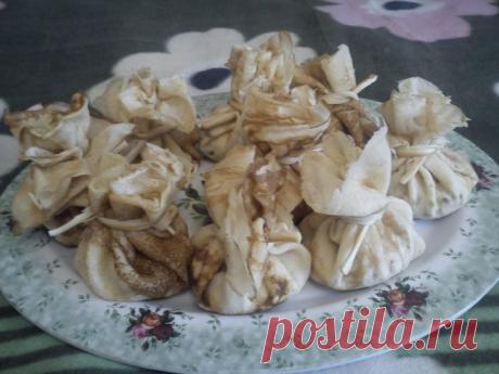 Блинные мешочки с начинкой