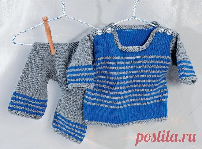 Комплект в полоску - схема вязания спицами. Вяжем Комплекты на Verena.ru