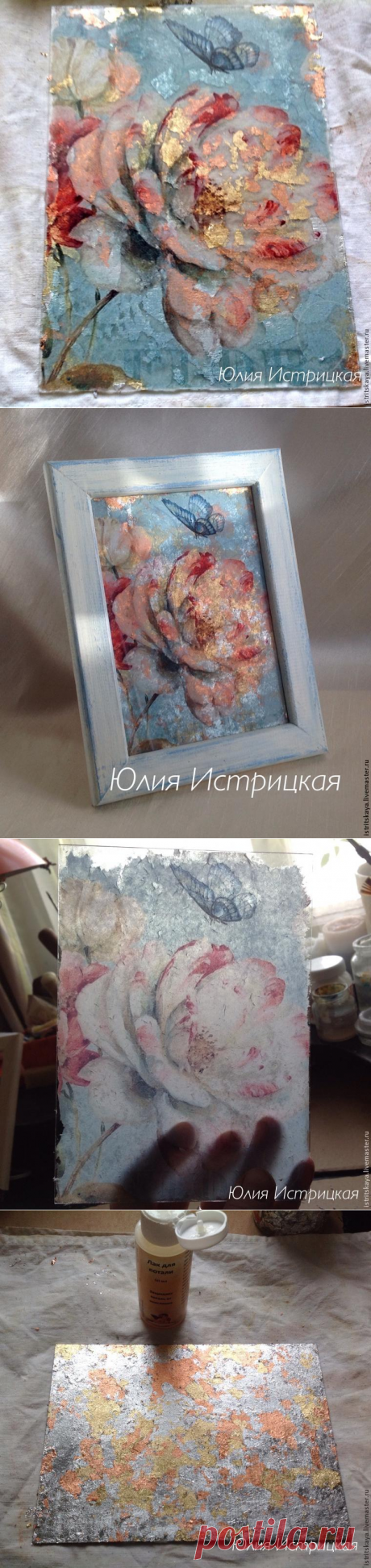 Создаем старинный зеркальный витраж: вживляем в стекло и работаем с поталью в хлопьях - Ярмарка Мастеров - ручная работа, handmade