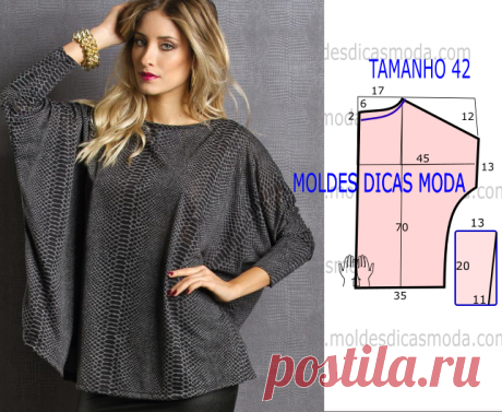 MOLDE DE BLUSA ESTAMPADA -90 - Moldes Moda por Medida