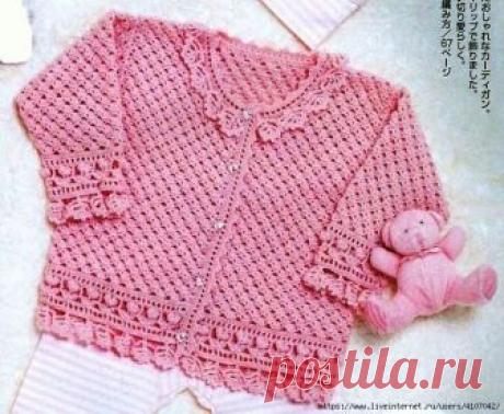 НАРЯДНЫЙ РОЗОВЫЙ ЖАКЕТИК ДЛЯ ДЕВОЧКИ. КРЮЧОК