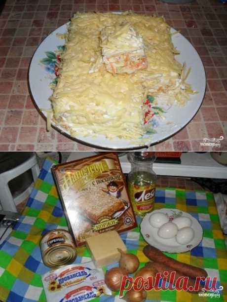 Закусочный рыбный пирог из коржей &quot;Наполеон&quot;