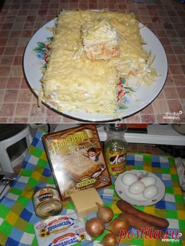 Закусочный рыбный пирог из коржей "Наполеон"