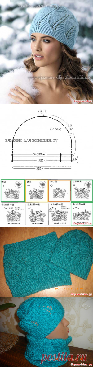 Очень красивая шапочка спицами - В.Г.У. - Вязаные Головные Уборы - Страна Мам