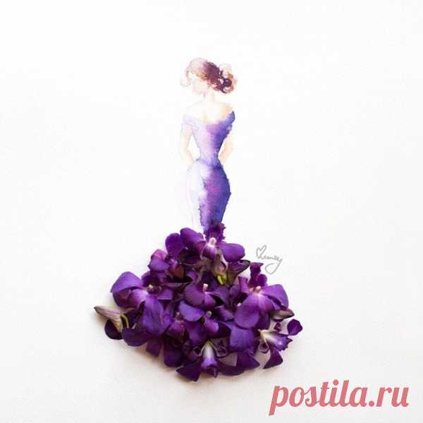 Рисунки из акварели и цветов