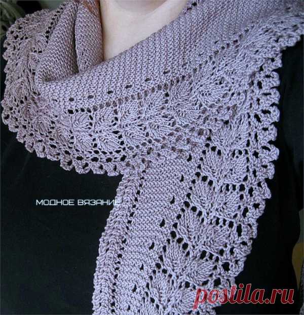 Бактус *Lacy Kerchief Scarf* связанный спицами - Модное вязание