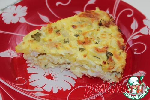 Заливной пирог с курицей и кабачком