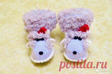Новые вязаные пинетки Овечки Дед Мороз купить в Костромской области на Avito — Объявления на сайте Avito