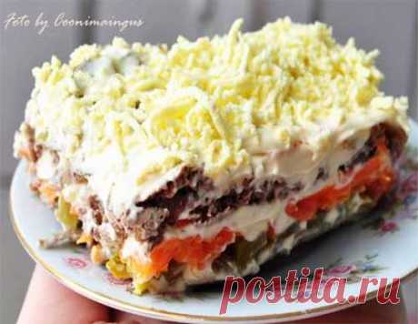 Праздничный салат с куриной печенью