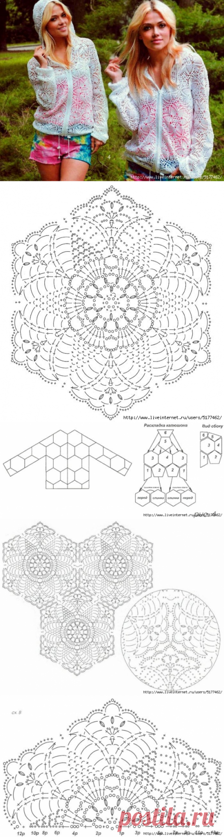 Ажурная куртка с капюшоном
