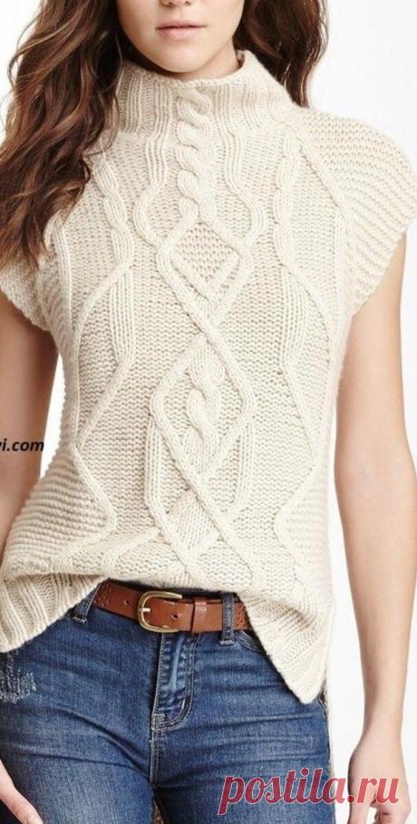 Вязаные жилеты с узорами косами — бьют рекорды популярности: модели, идеи | Рукоделие Светлана Лосева Вязание | Дзен