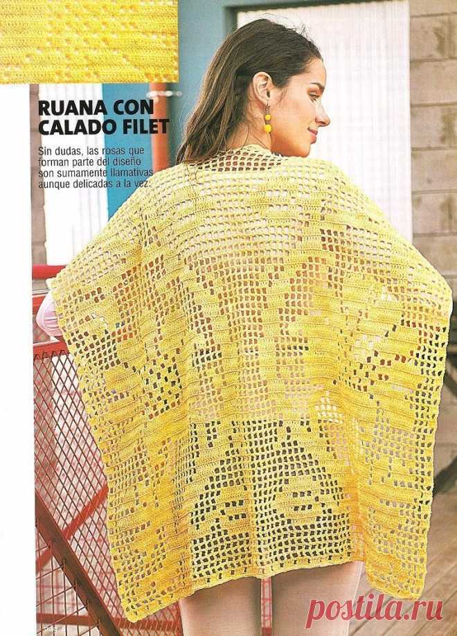 Crochet filet poncho Crochet filet poncho, free pattern