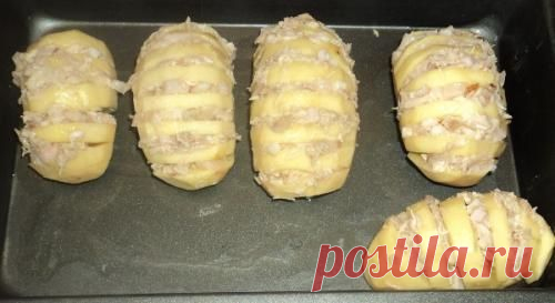 Картофельная "гармошка" с куриным фаршем | Четыре вкуса