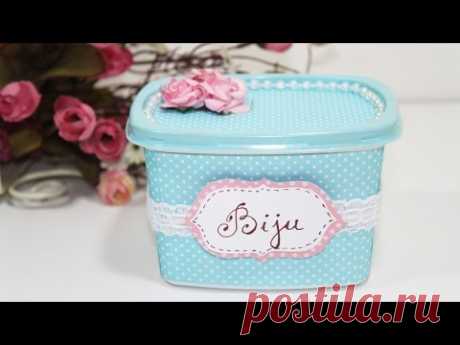 Como Fazer Pote de Margarina Decorado - Reciclagem - Passo a Passo - Segredos de Aline - YouTube