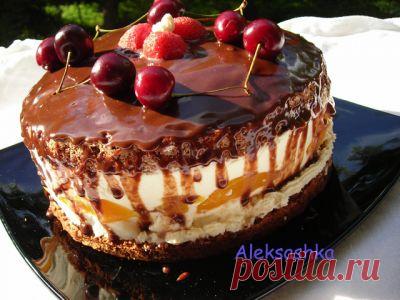 Торт «Сливочные облака» с персиками : Торты, пирожные