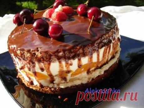 Торт «Сливочные облака» с персиками : Торты, пирожные