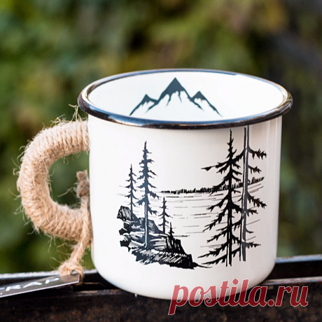 Купить эмалированную кружку Лес и горы от бренда Iron mug TRAP | Mellroot