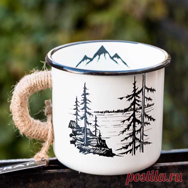 Купить эмалированную кружку Лес и горы от бренда Iron mug TRAP | Mellroot