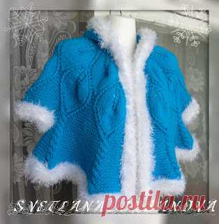 Вязание крючком и спицами/Crochet and knitting: Вяжем спицами - накидка с листьями и травкой