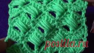 Ажурный узор Трилистники - Lace pattern Trefoils. Уроки вязания на видео