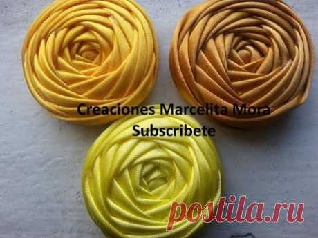 Flor Torbellino (cuatro Lados)-DIY-Flower Ribbon Easy/ MASTER CLASS/Tutorial Rose Kincir