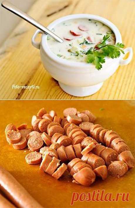 Окрошка мясная на кефире с зелёным горошком