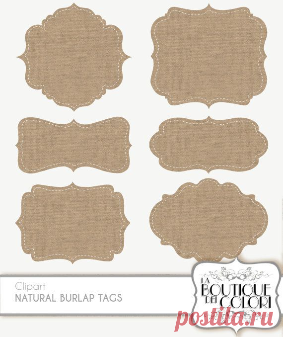 Clip Art Burlap Frames Labels tags Digital от LaBoutiqueDeiColori