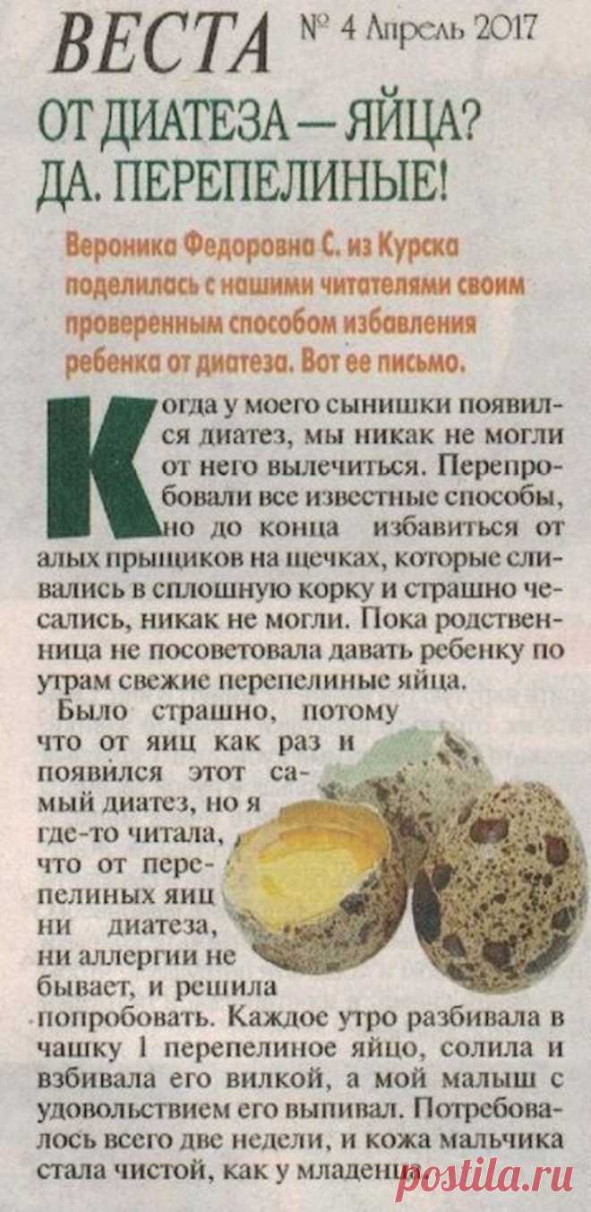 От диатеза перепелиные яйца